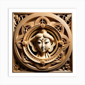 Golden Serenity: Celestial Geometry in Chinese Elegance 2 Art Print