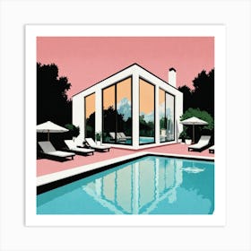 House With A Pool 3 Art Print