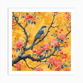 Asian Floral Wallpaper Art Print