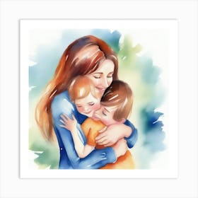 Mother Hugging Her Son Art Print