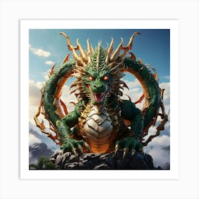 Dragon On Top Of A Mountain Art Print