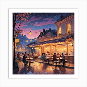 Cafe Terrace At Night (8) Art Print