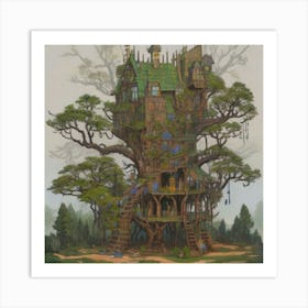 A stunning tree house that is distinctive in its architecture 1 Art Print