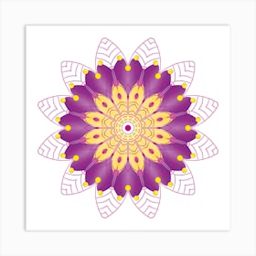 Purple Mandala Stained Flower Drawing Art Print