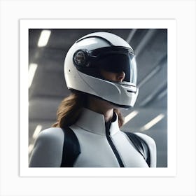 Create A Cinematic Apple Commercial Showcasing The Futuristic And Technologically Advanced World Of The Woman In The Hightech Helmet, Highlighting The Cuttingedge Innovations And Sleek Design Of The Helmet An (5) Art Print