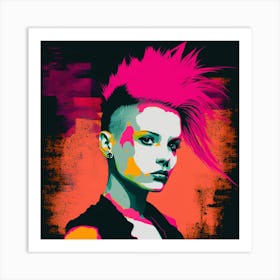 Portrait Of Girl In Punk Pop Art Style Art Print