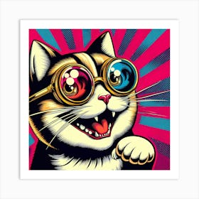 Cat With Goggles Art Print