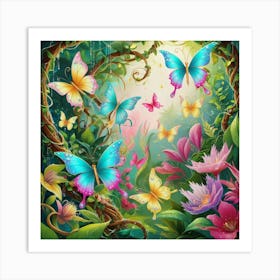 Butterflies In The Garden Art Print