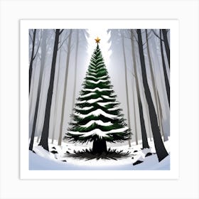 Christmas Tree In The Forest 4 Art Print