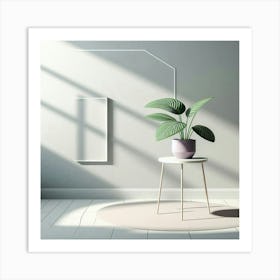 White Room With A Plant Art Print