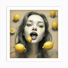 Girl With Lemons 1 Art Print