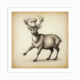 Chef Deer 28 Art Print