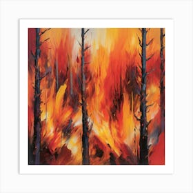 Fire In The Forest 13 Art Print