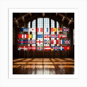 A Collection Of Intricately Designed Global Country Flags Aligned Neatly In A Grid With Each Flag (6) Art Print