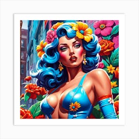 Sexy Girl With Flowers 1 Art Print