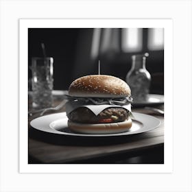 Burger On A Plate 22 Art Print