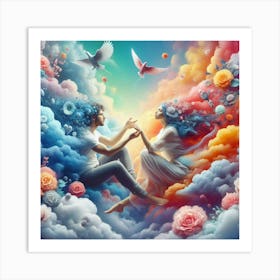 Couple In The Clouds Art Print