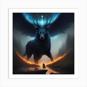 Wolf With Wings Art Print