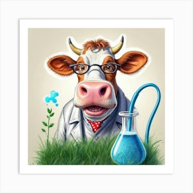 Cow In Lab Coat 4 Art Print