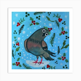 Christmas Pigeon Dove Art Print
