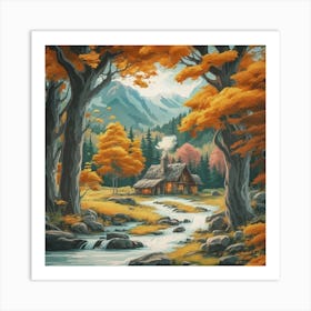 A peaceful, lively autumn landscape 4 Art Print