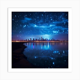 Chicago Skyline At Night Art Print