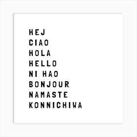 Hello Different Languages 07 Art Print