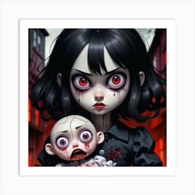 Girl With Bloody Eyes Art Print