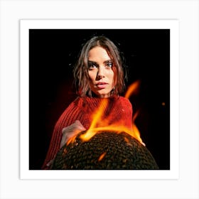 Firefly Portrait, Woman, Strong, Big Eyes, Staring, Firmly, Lens, Scarlet, Flame, Intense, Captivati (1) Art Print