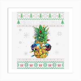 Pineapple Christmas Tree Lights Sunglasses Ugly Christmas Art Print