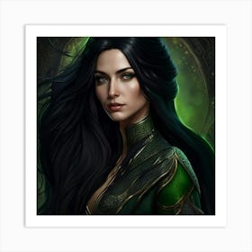 Dark haired temptress Art Print