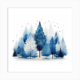 Blue Winter Forest Art Print