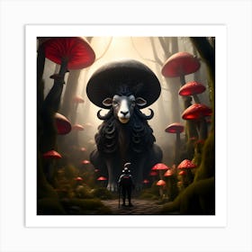 Mystic Whispers: Conversations in Fungi and Hoof Art Print