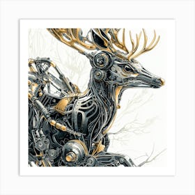 Deer With Gears Art Print