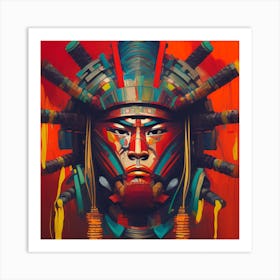 Style A Fusion Of A Samurai Warrior And Aztec warrior 1 Art Print