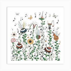 Flowers And Music Art Print