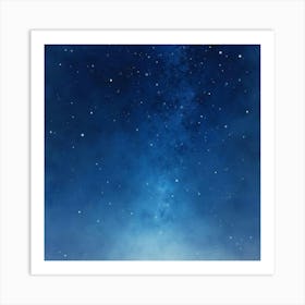 Celestial Night Sky With Falling Stars, Watercolor 1 Art Print