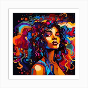 Girl With Colorful Hair 6 Art Print