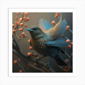 Bird Perched On A Branch Art Print