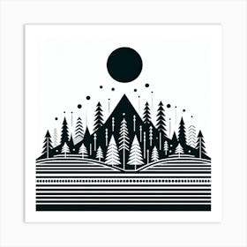 Scandinavian style, Pine forest silhouette 1 Art Print