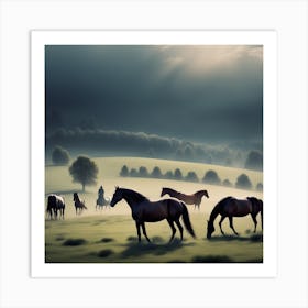 Horses In A Field 21 Art Print