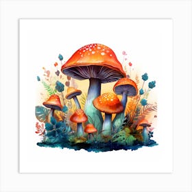 Mushrooms In The Forest 48 Art Print