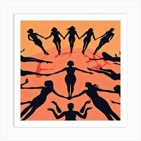 Silhouettes Of Women Art Print