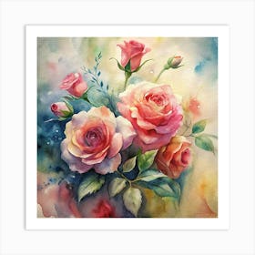 Watercolor Roses 2 Art Print