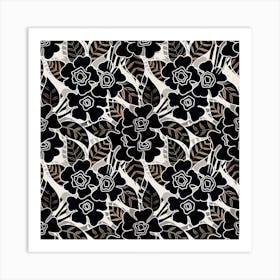 Black And White Floral Pattern Art Print