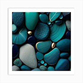 Blue Pebbles Art Print