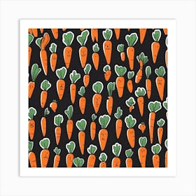 Carrots On Black Background 4 Art Print