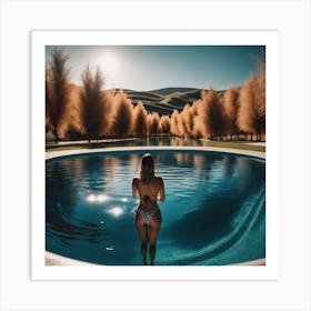 Portrait Of A Woman In A Pool Art Print