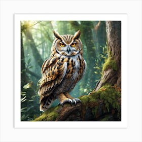 Owl In The Forest 184 Art Print