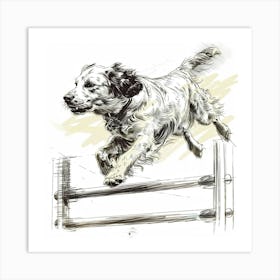 Dog Jumping Over A Fence 1 Art Print